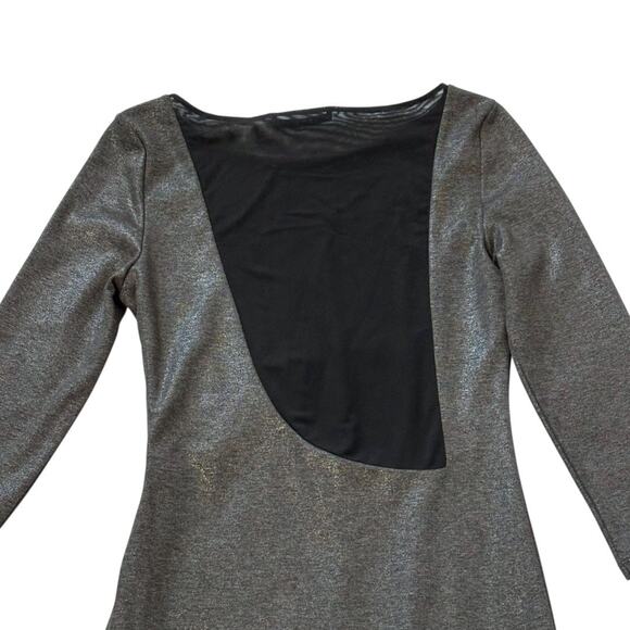 Alice & Olivia Cocktail Dress - Gray/Silver Shimmer with Sheer Back - Size 8 - Picture 10 of 16